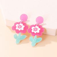 Cute Rose Flower Arylic Printing Women's Drop Earrings 1 Pair sku image 5