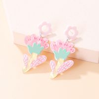Cute Rose Flower Arylic Printing Women's Drop Earrings 1 Pair sku image 3