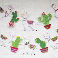 Birthday Cactus Letter Alpaca Paper Birthday Decorative Props 1 Piece main image 4