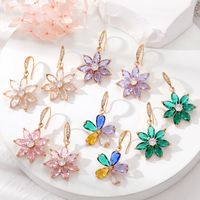 Fashion Lotus Alloy Inlay Crystal Rhinestones Women's Drop Earrings 1 Pair main image 5