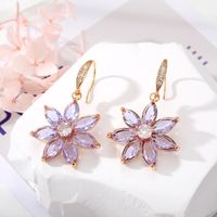 Fashion Lotus Alloy Inlay Crystal Rhinestones Women's Drop Earrings 1 Pair sku image 1