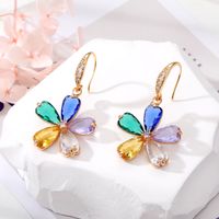 Fashion Lotus Alloy Inlay Crystal Rhinestones Women's Drop Earrings 1 Pair sku image 3