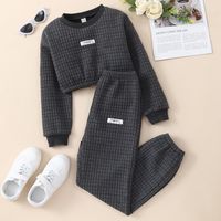 Casual Plaid Solid Color Polyester Boys Clothing Sets sku image 6