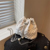 Women's Linen Lingge Fashion Bucket String Crossbody Bag main image 5