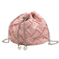 Women's Linen Lingge Fashion Bucket String Crossbody Bag sku image 2