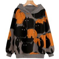 Mujeres Sudadera Manga Larga Sudaderas Con Capucha Y Sudaderas Impresión Casual Calabaza main image 2