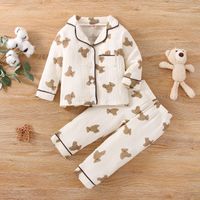 Cute Bear Printing 100% Cotton Boys Clothing Sets sku image 4