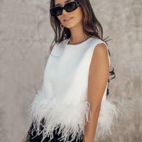 Women's T-shirt Sleeveless Tank Tops Feather Fashion Solid Color main image 1