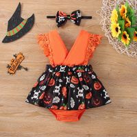 Halloween Fashion Pumpkin Polyester Baby Rompers sku image 7