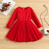 Princess Solid Color Cotton Girls Dresses main image 1