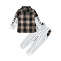 Casual Plaid Patchwork Cotton Boys Clothing Sets sku image 1