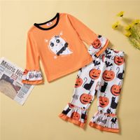 Halloween Fashion Ghost Polyester Girls Clothing Sets main image 1