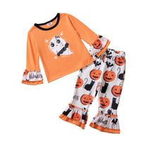 Halloween Mode Streifen Polyester Mädchen Kleidung Sets sku image 6