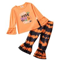 Halloween Fashion Stripe Polyester Girls Clothing Sets sku image 14