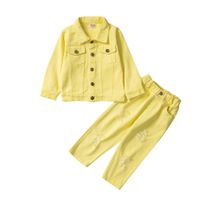 Fashion Solid Color Polyester Girls Clothing Sets sku image 6