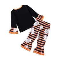 Halloween Fashion Stripe Polyester Girls Clothing Sets main image 2