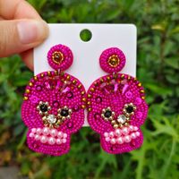 1 Pair Fashion Skull Beaded Resin Earrings sku image 1