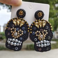 1 Pair Fashion Skull Beaded Resin Earrings main image 6