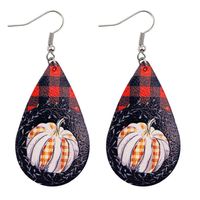 Fashion Pumpkin Letter Water Droplets Pu Leather Women's Earrings 1 Pair sku image 10