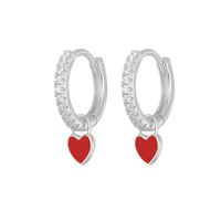 Fashion Heart Shape Copper Enamel Inlay Zircon Drop Earrings 1 Pair sku image 4