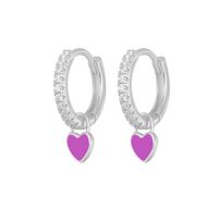 Fashion Heart Shape Copper Enamel Inlay Zircon Drop Earrings 1 Pair sku image 5