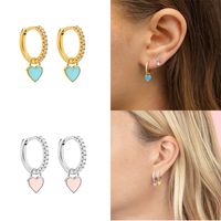 Fashion Heart Shape Copper Enamel Inlay Zircon Drop Earrings 1 Pair main image 1