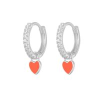 Fashion Heart Shape Copper Enamel Inlay Zircon Drop Earrings 1 Pair sku image 9