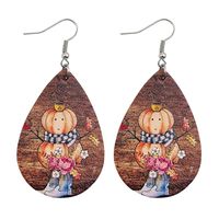 Retro Pumpkin Water Droplets Pu Leather Women's Earrings 1 Pair sku image 4