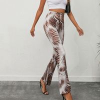 Fashion Stripe Polyester Full Length Printing Flared Pants main image 4