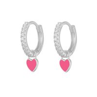 Fashion Heart Shape Copper Enamel Inlay Zircon Drop Earrings 1 Pair sku image 6