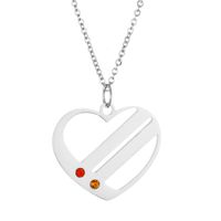 Simple Style Heart Shape Stainless Steel Hollow Out Artificial Rhinestones Pendant Necklace sku image 7