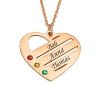 Simple Style Heart Shape Stainless Steel Hollow Out Artificial Rhinestones Pendant Necklace main image 3