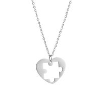 Fashion Heart Shape Stainless Steel Polishing Pendant Necklace sku image 2