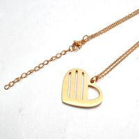 Simple Style Heart Shape Stainless Steel Hollow Out Artificial Rhinestones Pendant Necklace main image 4