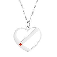 Simple Style Heart Shape Stainless Steel Hollow Out Artificial Rhinestones Pendant Necklace sku image 6