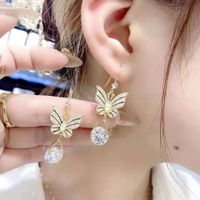 Fashion Butterfly Alloy Plating Inlay Zircon Women's Drop Earrings 1 Pair main image 4