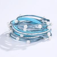 Vêtement De Rue Couleur Unie Faux Cuir Perle Incruster Strass Femmes Bracelets 1 Pièce sku image 11