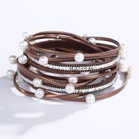 Vêtement De Rue Couleur Unie Faux Cuir Perle Incruster Strass Femmes Bracelets 1 Pièce sku image 15