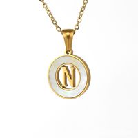 Fashion Letter Stainless Steel Pendant Necklace sku image 13