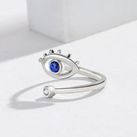 Modern Style Devil's Eye Copper Plating Inlay Artificial Gemstones Open Ring sku image 2