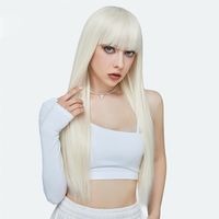 Women's Fashion Grey Red Black Casual High Temperature Wire Long Straight Hair Wigs main image 3