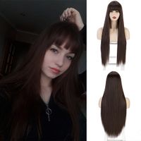 Women's Fashion Grey Red Black Casual High Temperature Wire Long Straight Hair Wigs main image 9