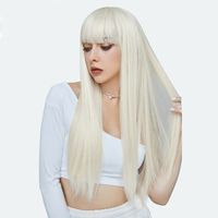 Women's Fashion Grey Red Black Casual High Temperature Wire Long Straight Hair Wigs main image 2