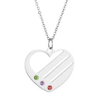 Simple Style Heart Shape Stainless Steel Hollow Out Artificial Rhinestones Pendant Necklace sku image 8