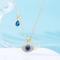 Fashion Devil's Eye Heart Shape Alloy Plating Artificial Rhinestones Women's Pendant Necklace main image 5