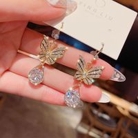 Fashion Butterfly Alloy Plating Inlay Zircon Women's Drop Earrings 1 Pair main image 3