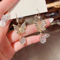 Fashion Butterfly Alloy Plating Inlay Zircon Women's Drop Earrings 1 Pair main image 2