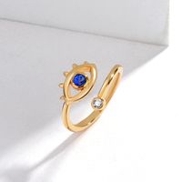 Modern Style Devil's Eye Copper Plating Inlay Artificial Gemstones Open Ring sku image 1