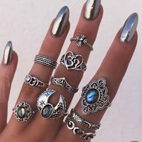 Retro Sun Horns Alloy Inlay Rhinestones Unisex Rings 10 Pieces sku image 1