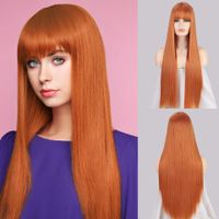 Women's Fashion Grey Red Black Casual High Temperature Wire Long Straight Hair Wigs main image 7